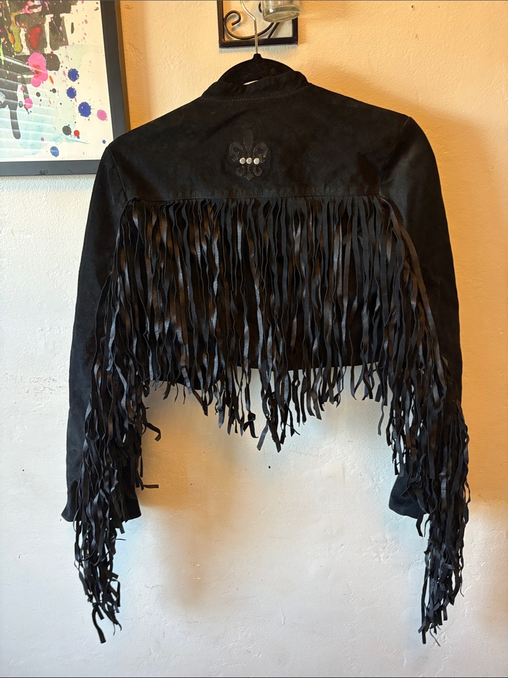 Black Suede Cropped Fringe Jacket - Picture 3 of 11